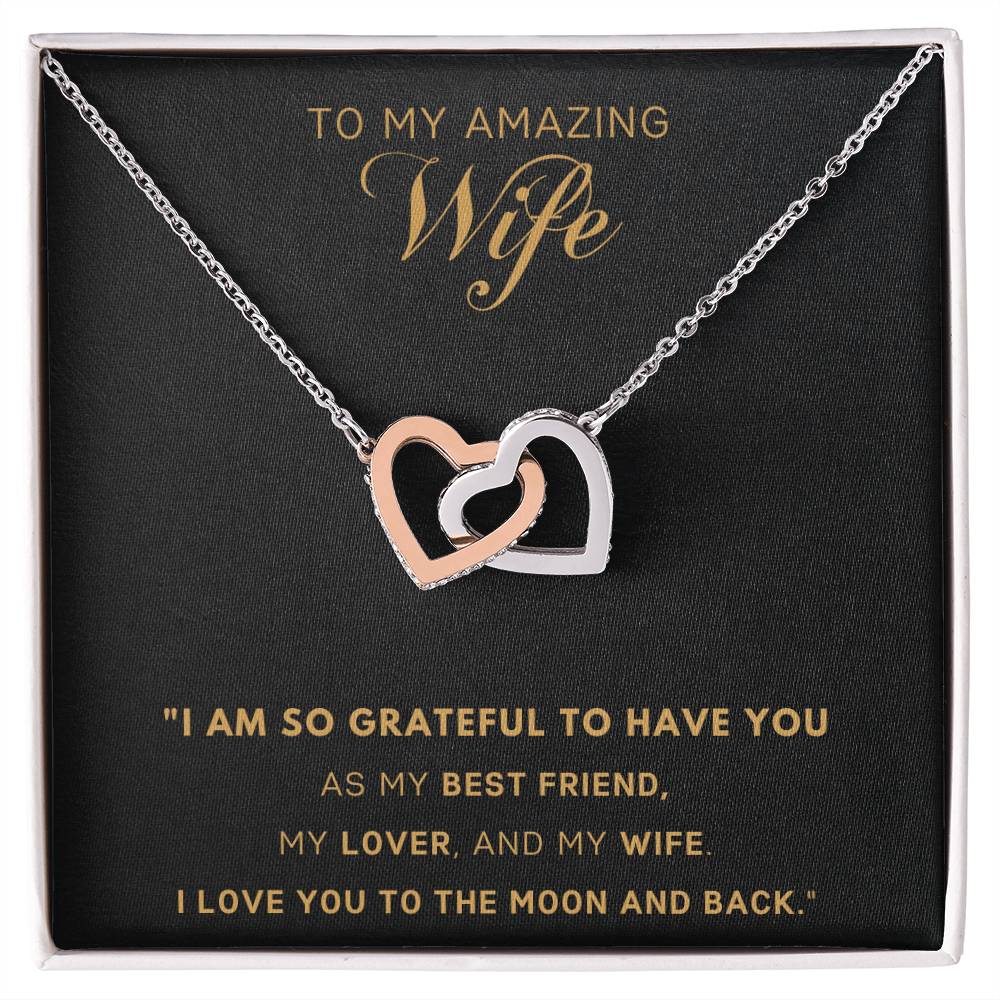 To my wife Interlocking Hearts Necklace