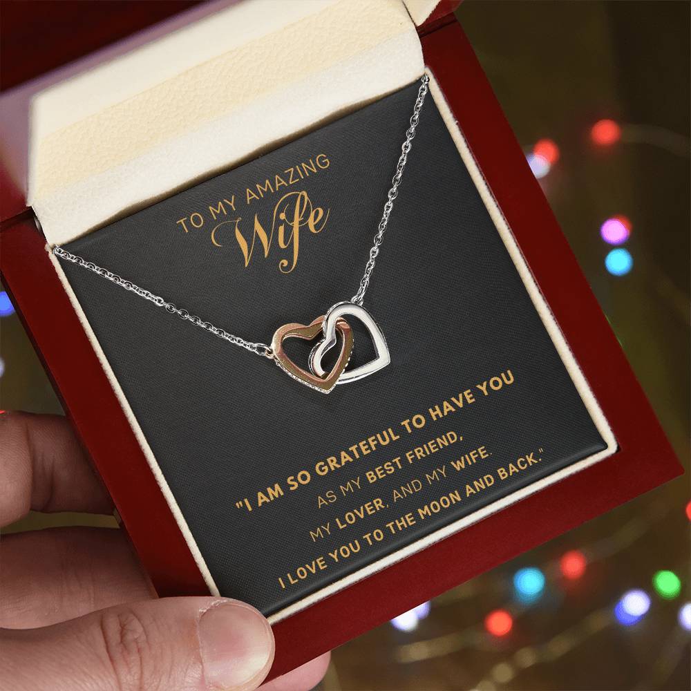 To my wife Interlocking Hearts Necklace