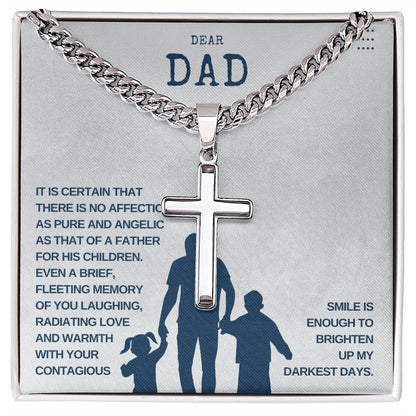 To my father Artisan Cross Necklace on Cuban Chain w/ MC