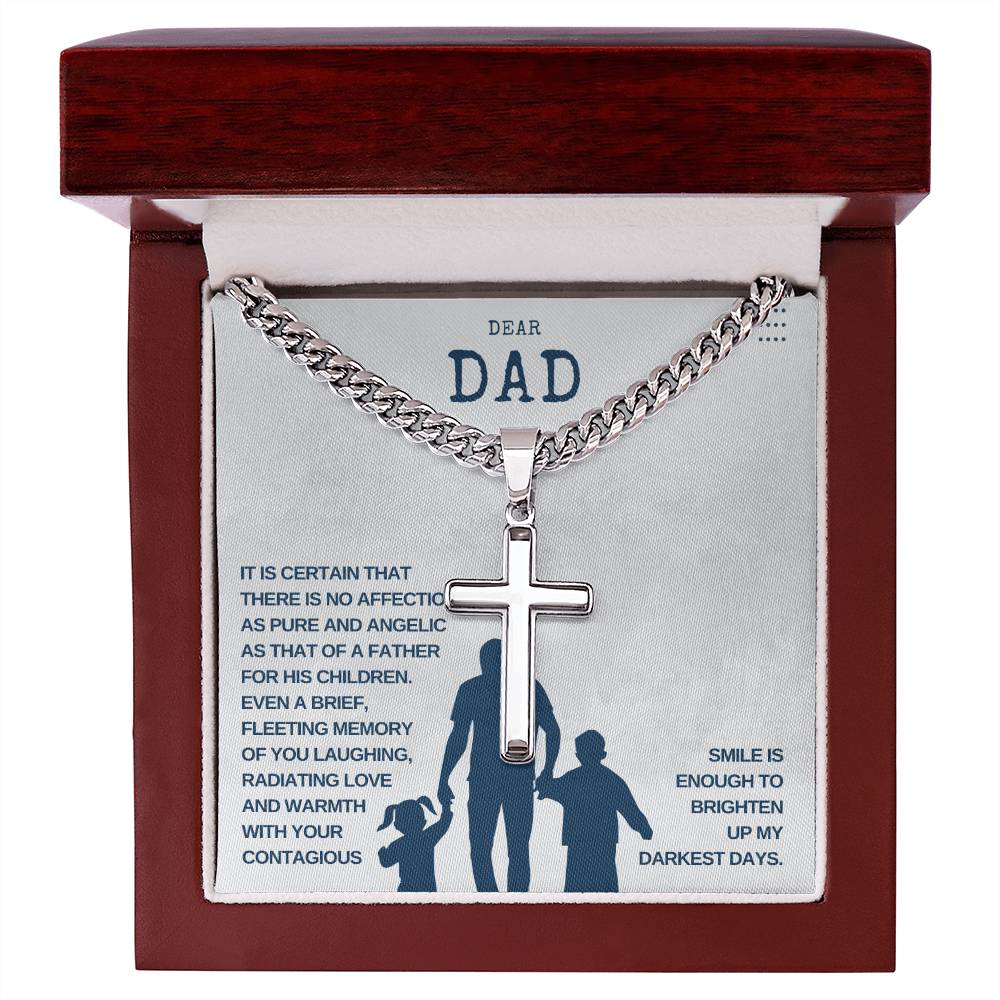 To my father Artisan Cross Necklace on Cuban Chain w/ MC